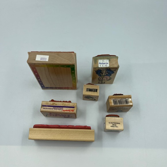 Vintage Lot 7 Rubber Stamp Lot Paper Crafting Junk Journaling Baby Shower Party - Picture 4 of 8